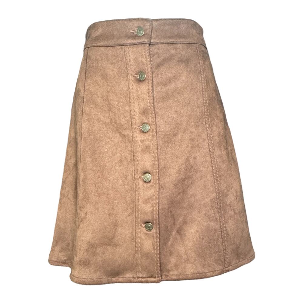 Chaps Brown Faux Suede A-Line Skirt Size 8